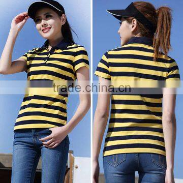 China Factory Women Cotton Blank Polo T-shirt With Stripe photo-2