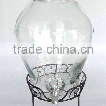 Clear wine glass jar with metal rack (CCP801)