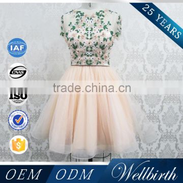 Ruffle Lace Fashionable Korean Chiffon See Through Cocktail Dress