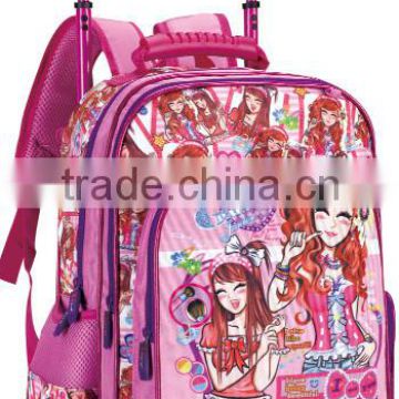 2015 fashion school trolley bags for girl,trolley backpack,school bag with wheel