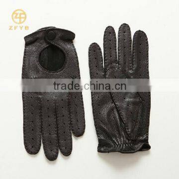 Men top grade fashion black color deerskin motorbike leather gloves