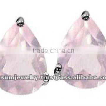 1.30ctw Genuine Rose Quartz Pear .925 Sterling Silver Stud Earrings