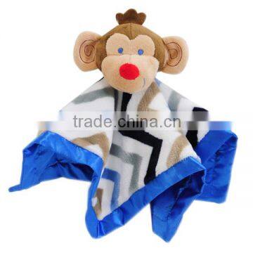 animal shaped security blanket for babies with monkey toy