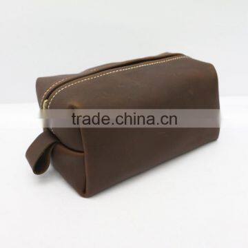 Hot saling cosmetic bag brown make-up bag PU cosmetic bag with handle