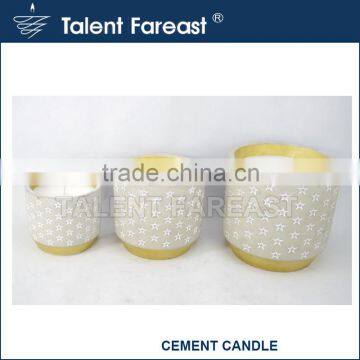 Inside and bottom with golden painted cement pot candle, candle without fragrance