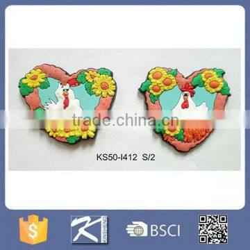 Advertising gift rooster shape pvc promotional fridge magnet