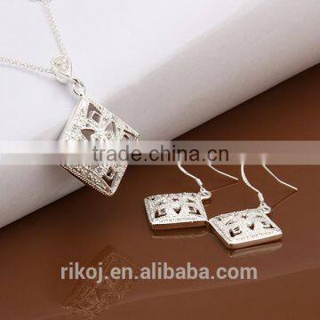 Wholesale 925 silver square indian cubic zirconia jewelry sets