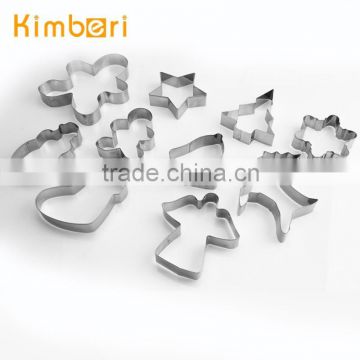 LFGB/FDA Food Grade 10pk Hot Sale Different Shape Stainless Steel Christmas Cookie Cutter Set