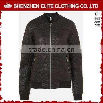 custom ladies black PU leather jacket for women 2016