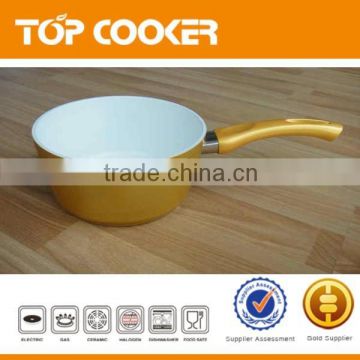 Forged Golden Color Ceramic Coating Aluminium Saucepan