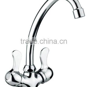 Double Levers Deck Mounted Cheap Kitchen Sink Faucet