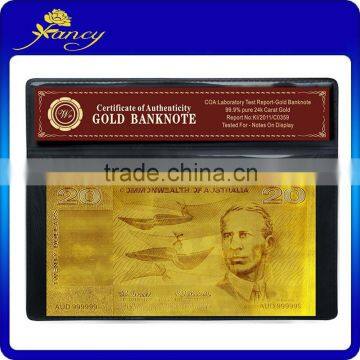 Art and Collectibles Old Australia 20 Dollar Gold Foil Banknote with PVC bag