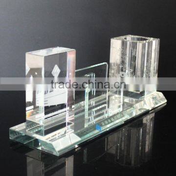 High Quality Crystal Office Set With Card & Pen Container