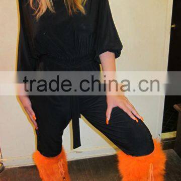 Lady Fashion White Boot Topper/Real Fox Fur Leg Warmer