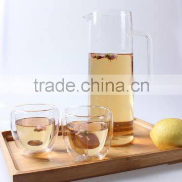 Handmade Blown Glass Pitcher 1.2L Heat Resistant Pyrex Glass Pitcher
