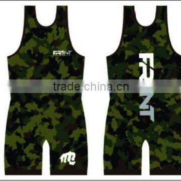 men wrestling singlet in camo sublimated design