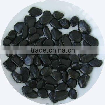 highly polished black pebble stone, natural pebble cobble stone