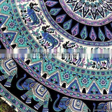 Large Elephant Mandala Round Roundie Wholesaler Indian Tapestry Table Cover Beach Throw Boho Roundie Round Mandala photo-4