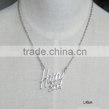 Happy 2014 alloy long jewelry letter pendant necklace