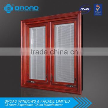 wood and aluminum casement window with crank operator and mosquito screen swing window