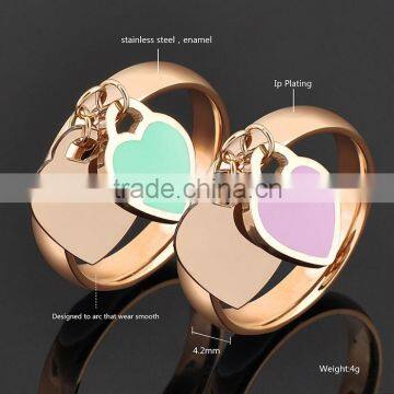 New Arrival Stainless Steel Enamel Heart Ring Woman photo-6