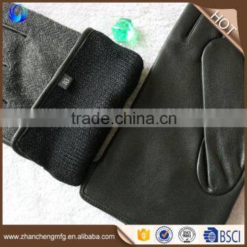 Top Quality Man Sheepskin Leather Palm Wool Gloves Touch Screen photo-4