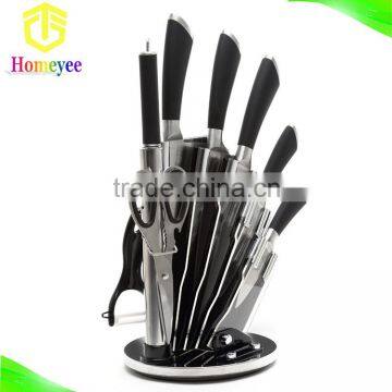 Nice modern design best quality 8pcs stainless steel sharp blade soft touch handle royal kitchen knife set