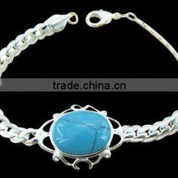 Blue rhinestone pendant bracelet,Silver alloy chain bracelet,2013 new jewelry