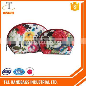 Coated Print fabric women's water proof cosmetic bag 2016