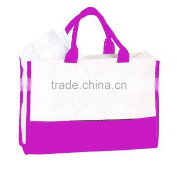Canvas Leather Splice Monogrammable Non Woven Bag photo-4