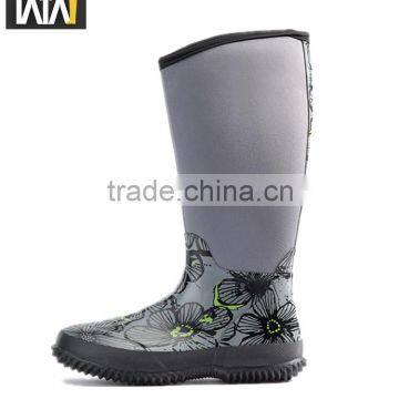 Women's fashion neoprene waterproof rubber rain boots