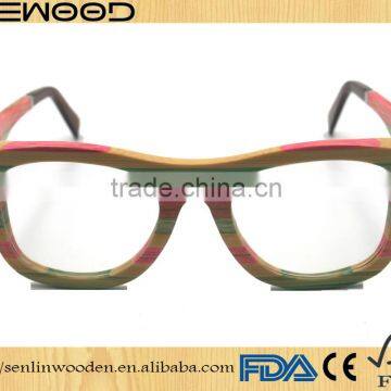 Custom case colourful wood frame polarized wooden sunglasses colouful bamboo optical eyewear glass