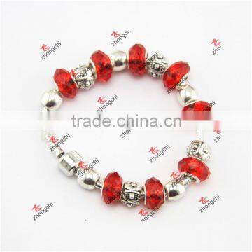 Red Glass Beads Snake Brass Bracelet Jewelry Gifts (OID60229)