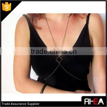 Fashion Square Pendant Bronze Color Simple Design Body Chain Jewelry photo-4