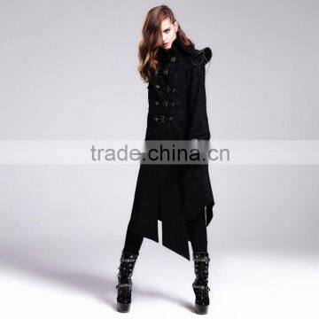 Devil Fashion 2015 PUNK Gothic Long Coat Black Jacket Made in China CT014 photo-2