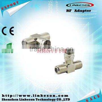 (manufactue ) F Plug male to female to Jack female T Type 3 Way RF Adapter Connector