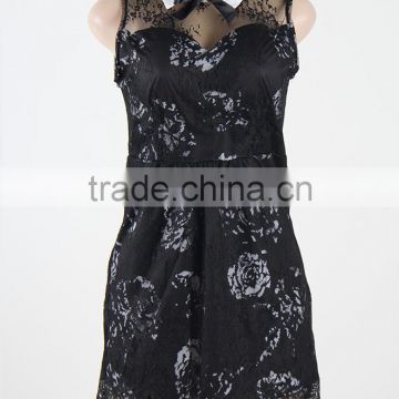 Professional Supplier Wholesale Fashion Rose Lace Sleeveless One Piece Dress Stylish