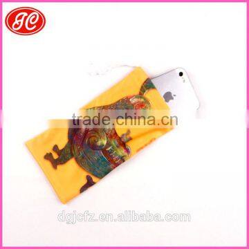 Customized Logo Yellow Color Microfiber Cloth for Mobile Phone Bag