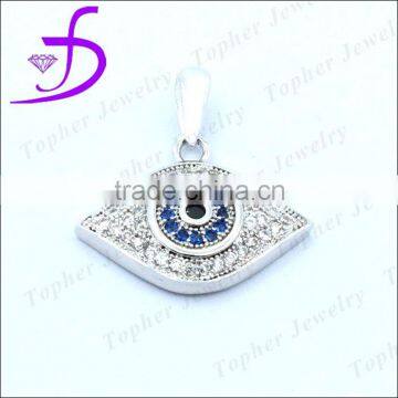 Stunning 925 Sterling Silver Micro Pave Setting Evil Eye Pendant