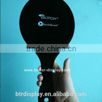 acrylic black princess hand mirror with logo