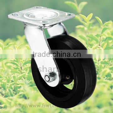 125mm Swivel Hardware Caster,Industrial Black Rubber Wheel