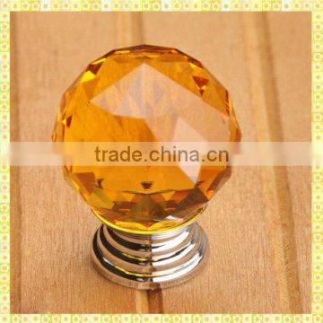 Cheap Diamond Amber Crystal Furniture Puller For Cabinet Knob Decoration