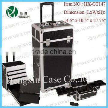 Professional Makeup Artist Train Cosmetic Rolling Case with Drawers