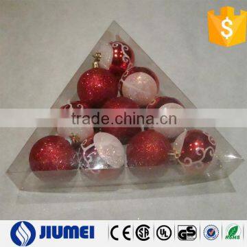 Different Colors Plastic Christmas Ball With Triangle PVC Box