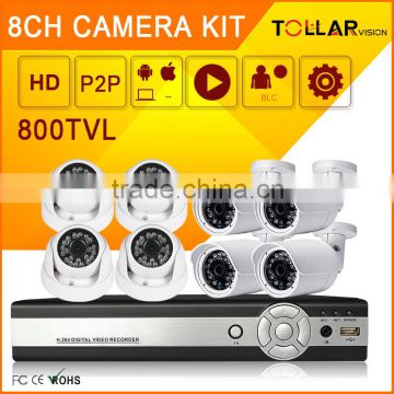 Fashionable 800TVL 8CH H264 metal cctv camera with voice recorder