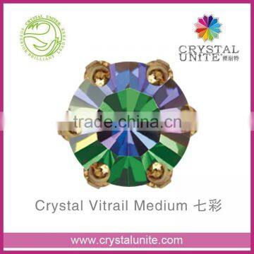 Crystal Unite Lead Free Chaton in Crown Setting, Crystal Vitrail Medium
