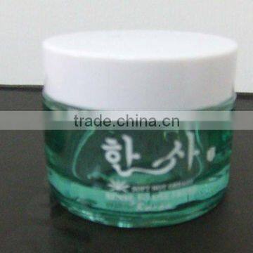 50g green colored cosmetic glass cream jar/pot