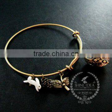 vintage bronze antiqued nut prayer box white rabbit leaf wish charms fashion women wiring bangle bracelet 6450036