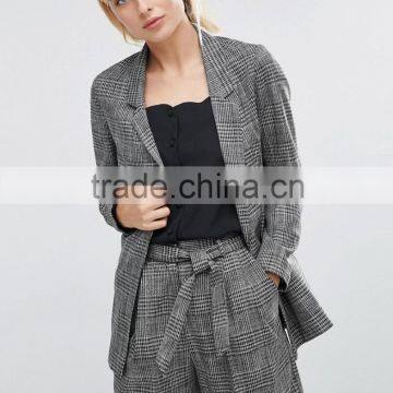 Facotry manufacturer 2016 fashion blazer in check, female blazer custom