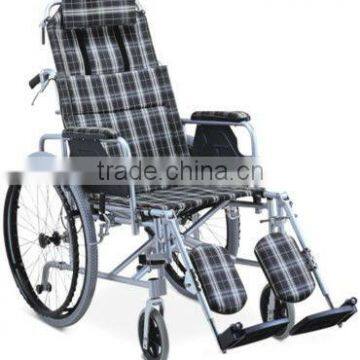 Reclining High Back Aluminum Manual Wheelchair with Plastic Hand Rim